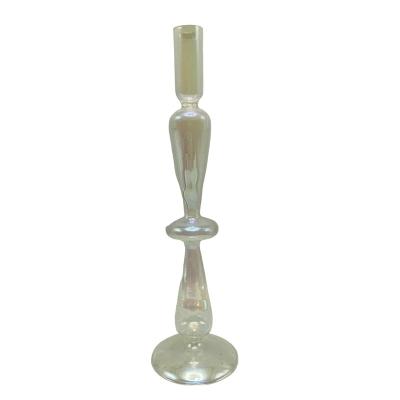 China Art Glass Candle Holder Unique Glass Candle Holder Modern Cavity Long Candle Centerpieces for sale