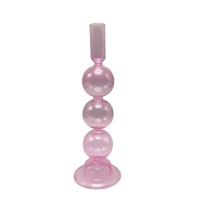 China Unique Candlestick High Glass Art Glass Candle Holders Modern Wedding Decor Candle Holder for sale