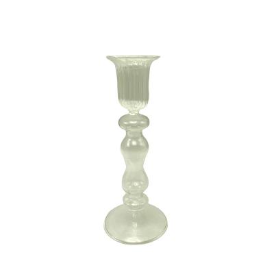 China Modern Art Unique Wedding Abstract Glass Candle Holders Thickened Vessel Glass Candle Holders for sale