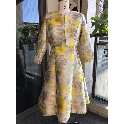 China Exquisite Polyester Woven Spandex Soft Floral Elegant Fancy Costume Plus Size Plus Size Vintage Women Costumes For Church for sale