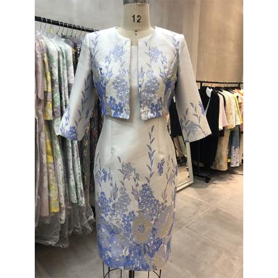 China Hot Selling Floral Elegant Women Church Suits Woven Fabric Lady Suit Regular Plus Size Soft Polyester Spandex Plus Size for sale