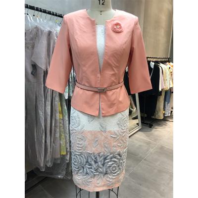 China Wholesale Spandex Woven Suit Dress Soft Floral Elegant Fancy Polyester Plus Size Plus Size Brocade Church Women's Suits for sale