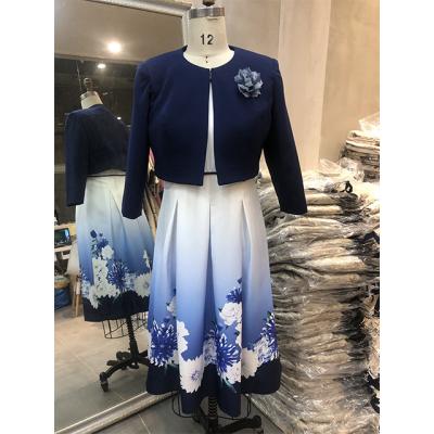 China Modern Spandex Woven Brocade O-Neck Women Casual Dress Plus Size Crystal Church Dresses Plus Size Polyester for sale