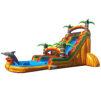 China PVC tarpaulin factory direct sale 0.55mm PVC inflatable water slide 30X13ft for kids and adults for sale