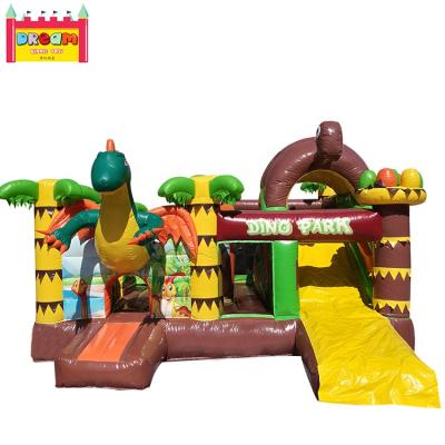 China Best Commercial 0.55mm PVC Tarpaulin Dino Theme PVC Inflatable Bouncy Castle For Rental Business for sale