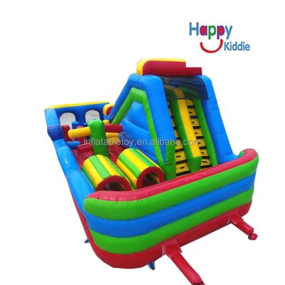 China PVC tarpaulin design hot commercial inflatable bouncer castle jumping house combined with slide and obstacles for sale