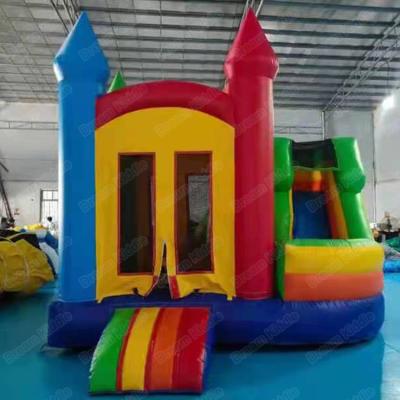 China 0.55mm PVC tarpaulin Dreamy Kiddie commercial ready to board inflatables moonwalk with slide for kids and adults for sale