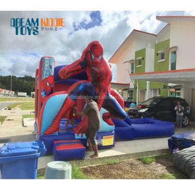 China PVC Tarpaulin Spiderman Inflatable Bounce House Bouncy Jumping Castle Combo With Swimming Pool for sale