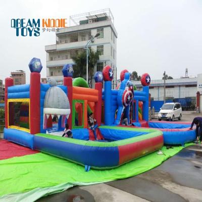 China Popular PVC Tarpaulin Inflatable Bouncy Castle With Water Slide For Brunei Market for sale