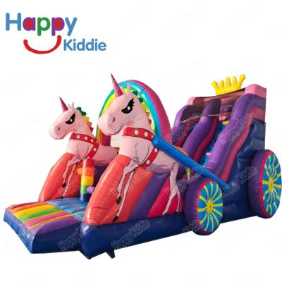 China PVC Happy Kiddie Toys Factory Direct Sale Inflatable Unicorn Bouncy Slide for sale