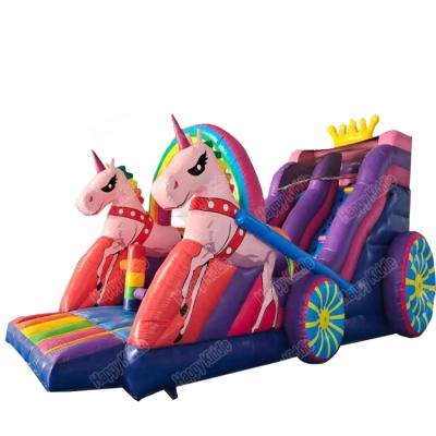 China Happy Unicorn Slide PVC Bouncy Jumping Kiddie Castle Inflatable Bouncer For Sale for sale