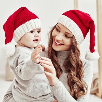 China COMMON Santa Hat Kids Beanie Winter Hat Soft Slouchy Women's Warm Knit Skull Cap Christmas Hat for sale