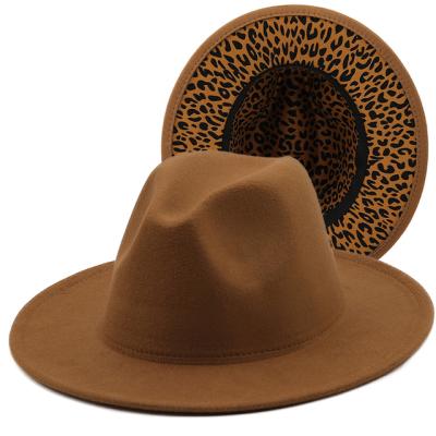 China Wide Brim Plush Fedora Hats For Fedora Hats With Leopard Lining Felt For Women Men for sale