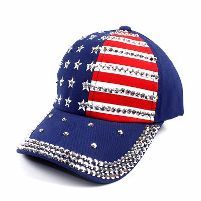 China Fashion American Flag Baseballcap Star Rhinestone Denim JOINT Hip Hop Sports Hats for sale