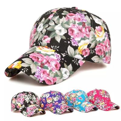 China JOINT Fashion Breathable Eye-Catching Floral Printed Women Golf Snapback Baseball Sun Hats Hat for sale