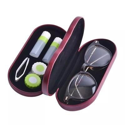 China Portable Contact Lens Case 2-in-1 Double Layer Sight Glass Contact Lens Eyeglass Box Case Holder Travel Kit for sale