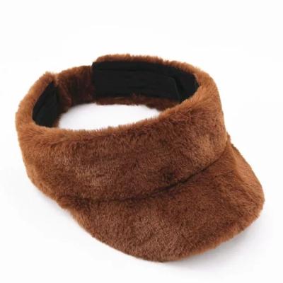 China Winter Artificial Fur Lady Leisure Hat Checked Warm Blank Sun Visor Women Men Sun Visor Top Hat for sale