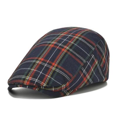 China Unisex Casual Checked Berets Cotton Plaid Checked Hats For Spring Fall for sale