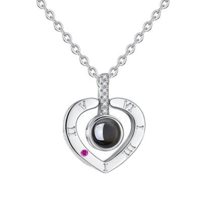 China Valentines Day Gift 100 Languages ​​Romantic Projection I Love You Pendant Necklace for sale