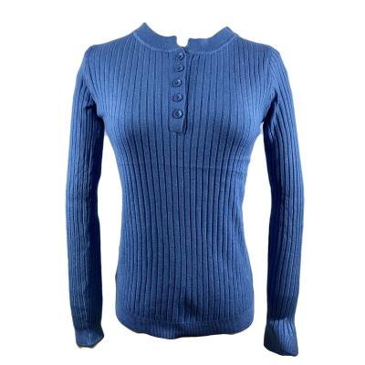 China Stretchy Crewneck Buttons Ribbed Sweaters For Women Pullover Sweater Womens Fitted Warm Knitted Sexy Cute Sweater for sale