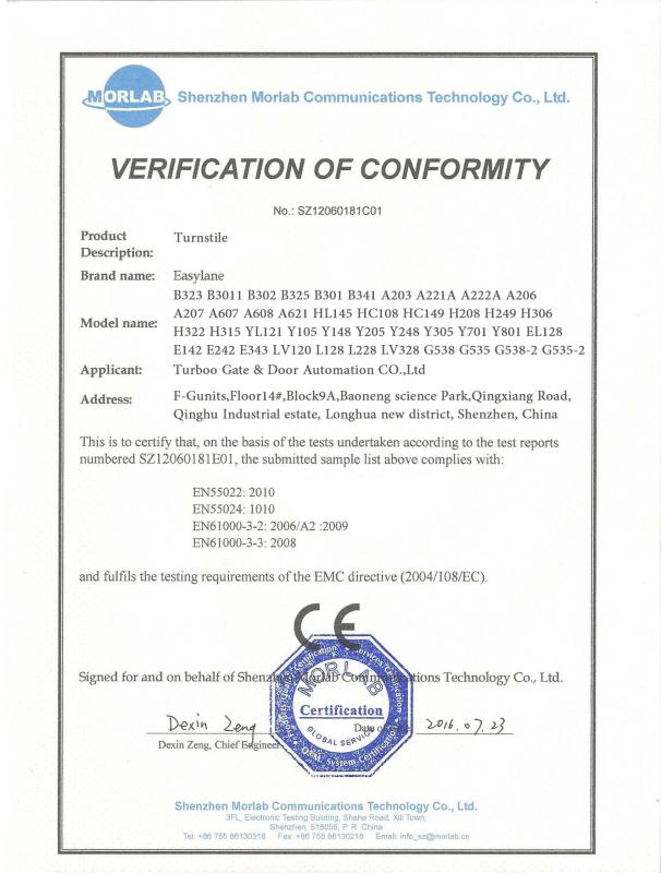 CE certification - Turboo Automation Co., Ltd