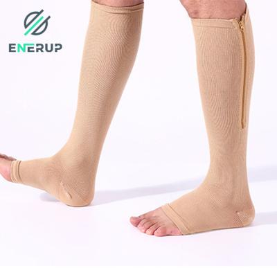 China 20-30mmHg Zipper Medical Compression Socks With Open Toe for sale