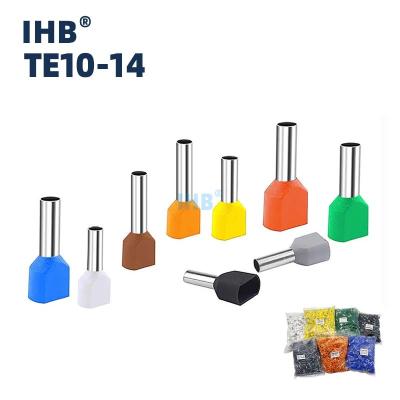 China High Quality Copper Tube Insulated Ferrules TE Series Insulated Twin Cord End Terminals TE10-14 Twin Shoelace Ferrules TE10-14 for sale