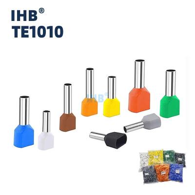 China High Quality Copper Tube Insulated Ferrules Terminal TE Series Insulated Twin Cord End Terminals TE1010 Twin Shoelace Ferrules TE1010 for sale