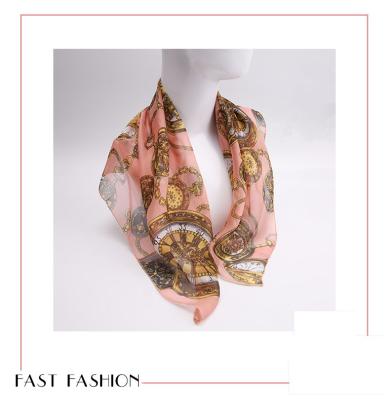 China Women fashion large square twill printed silk neck scarves for sale