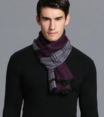 China silk and viscose blended Thick Check Reversible Mens Scarf For Winter for sale