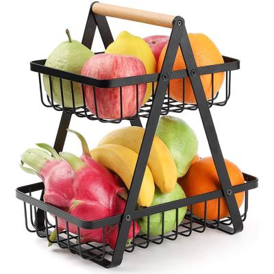 China Simple Viable Iron Wire Metal Fruit Bathroom Storage Basket Organizer With Handle for sale