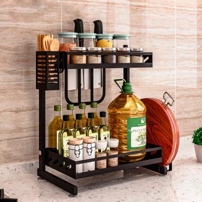 China Sustainable Spice Rack Organizer for Standing Shelf Organizer, 3-Tier Metal Seasoning Rack, Cabinet Kitchen Spice Jars Bottle Storage Rack for sale