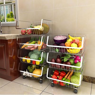 China Kitchen Viable Stackable Snack Baskets Storage Stainless Steel Basket Storage Basket Bathroom Vegetable Shelves for sale