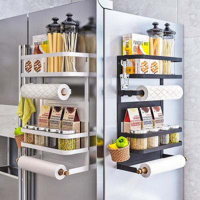 China Durable Design Paper Towel Magnetic Rack Organizer Fridge Rack Rustproof Kitchen Spice Jars Rack Heavy Duty Fridge Shelf for sale