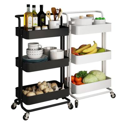 China 3-Tier Metal Storage Rolling Organizer - Mobile Serving Cart with Caster Wheels for sale