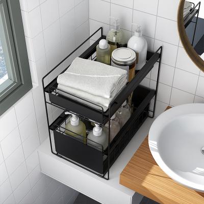 China New Style Kitchen Under Sink Storage Basket Organizer Multi Metal Storage Viable Drawers for sale