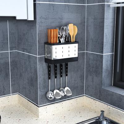 China Wall Mounted Utensil Rack Kitchen Chopsticks Organizer Spoon Holder Fork Hanging Rack Cookware Cutlery Storage Rack for sale