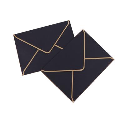 China A7 Modern Luxury 5x7 Black Hot Stamping Paper Envelopes for Invitation V Flap, Perfect for Photo, Cards, Invitation, Wedding Gift Wrapping for sale