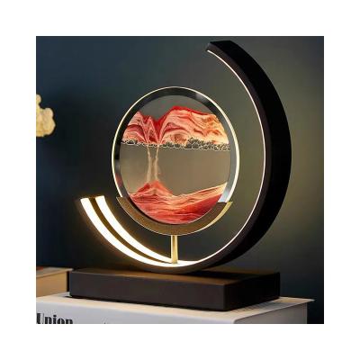 China Modern creative living room bedroom desktop decoration painting quicksand landscape lamp home wine cabinet light luxury decoration for sale