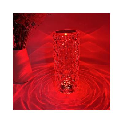 China Romantic Spanish Crystal Bedroom Table Lamp Rose USB Bedside Night Lamp Diamond Petal Atmo-Filling Table Lamp for sale