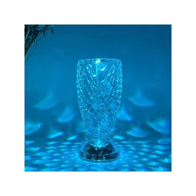 China Room Table Lamp Bedroom Fish Scale Lamp Diamond Crystal Doors Line Atmosphere Net Red Bedside Romantic Petals Drop Small Night Light for sale