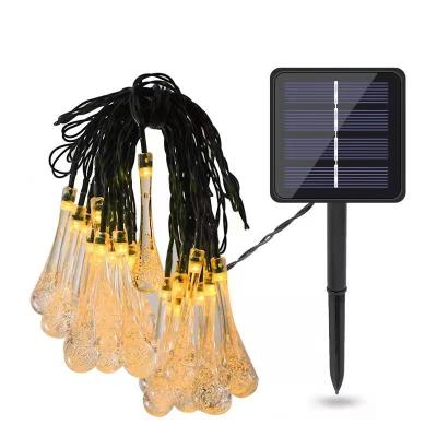 China ABS+LED LED Lamp Solar Powered String Outdoor String Lights Drop Shape Garden Holiday Lights for sale