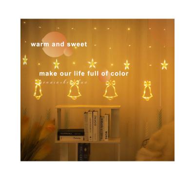 China LED Star Lights Bell and Bell Modeling Holiday Ornaments Hanging Lights Outdoor INS Style Stage Layout Holiday Lights String for sale