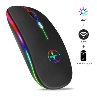 China Mini Battery Operated Ultra Thin Silent 3D Mute Led Lights Computer Laptop Wireless Mouse for sale