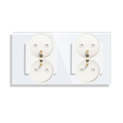 China Tawoia Non-Smart Color Anti-scratch 86MM White Mechanical Power Supplies Residential/Multi-Purpose Dual Glass Sockets With Dual Views for sale