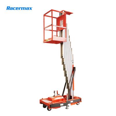 China Racermax Hotels Man Aluminum Single Platform Aerial Work Vertical Mast Lift for sale