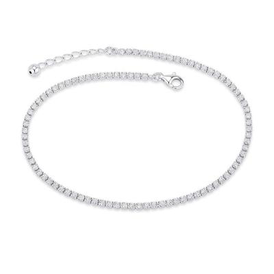 China Lead Free Free Custom Style Foot Jewelry La tobillera Cool Custom Full-Way Setting AAA Zircon S925 Sterling Silver Tennis Anklet Bracelet For Female for sale