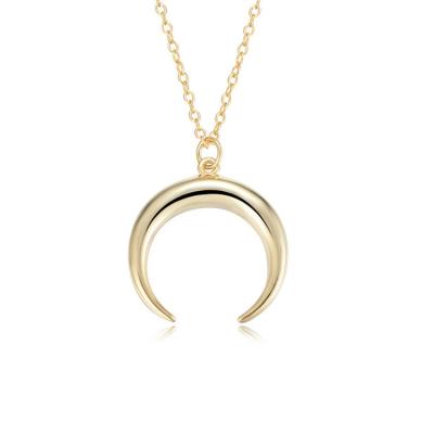 China Simple CLASSIC Fashion Necklace Horns S925 Sterling Silver Retro Ins Crescent Moon Roman Necklace for sale