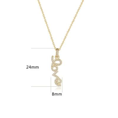 China TRENDY Custom Letter Women's Necklace CZ LOVE Pendant Jewelry Personalized Necklace 925 Sterling Silver for Valentine's Day Gifts for sale