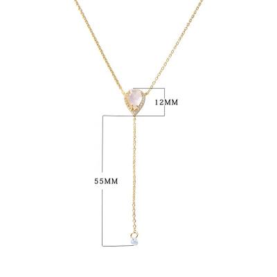 China Lead Free Water Drop Free Drop Water Lead Free Drop Women's Pink Zircon Quartz Zircon Nickel Tassel Sterling Silver 925 Pendant Necklace Jewelry for sale